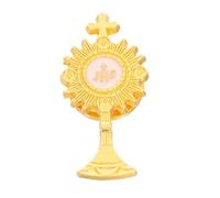IMIKEYA Broche de Pecho Pin Santa Comunión Cruz de Cáliz Dorado Esmaltado, Alfiler para Comunión Católica, Accesorio Religioso Elegante para Ceremonias y Regalos