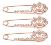 IMIKEYA Broche de Seguridad para Mujer 3 Piezas, Pinza de Cárdigan Cristales, Accesorio de Moda en Color Rosa Dorado, Adecuado para Chal, Suéter y Prevención de Exposición