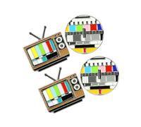 IMIKEYA Broches De Mujer Creativos Tv Pequeños De Metal Colorido Para Decoración De Accesorios De Vestuario y Disfraces, Set De 4 Piezas Dos Diseños Para Fiestas y Banquetes