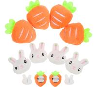IMIKEYA Broches de Peluche de Dibujos Animados Diseño de Conejo y Zanahoria Set de 12 Piezas 6 Mini Conejos y 6 Zanahorias Blancas Alfiler Decorativo Pecho Adecuado para Ropa Bolsos