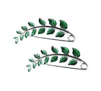 IMIKEYA Broches para Mujer Hebilla Antideslizante y Diseño de Hojas en Aleación Verde, Cómodos y Elegantes para Bufandas y Chales en Celebraciones y Viajes, Pack de 2