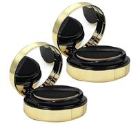 IMIKEYA Caja de Maquillaje Compacta Dorada para Polvos Sueltos con Puff y Esponja, Ligera y Práctica para Uso Diario y Viajes, Capacidad 15g, Material Abs y Pp, Paquete de 2 Piezas