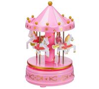 IMIKEYA Caja de Música de Carrusel Rosa, Portátil y Fácil de Operar, Diseño Creativo y Artesanal, Adecuado para Cumpleaños y Decoración Navideña