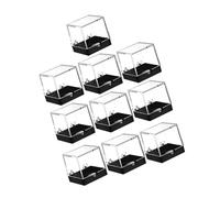 IMIKEYA Caja Expositora Cuadrada de Plástico Negro para Minerales y Cristales, 24 Piezas, Protección Educativa para Colección y Demostraciones