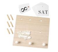 IMIKEYA Calendario Perpetuo con Bloques de Fecha para Escritorio con Gancho de Madera Multifuncional y Acabado Vintage Rústico y Recibidor