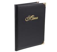 IMIKEYA Carpeta de Menú A4 de Piel Negra, Portamenús Transparente para Restaurante, Libro Porta Menús Durable Páginas Deslizables, Uso Profesional en Bares y Servicios de Alimentos