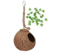 IMIKEYA Casa para Reptiles y Lagartos Pequeña en Cáscara Natural de Fruta Cuerda de Cáñamo y Hierba, Refugio Verde para Mascotas Que Calma Emociones en Suministro para Mascotas