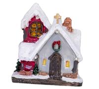 IMIKEYA Casita Navideña Miniatura Iluminada de Resina Adorno Navideño de Escritorio Luz LED Decoración para Hogar Navidad Figurita Decorativa de Invierno Obsequio 1 Pieza