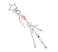 IMIKEYA Charm Colgante para Teléfono Diseño de Medusa y Estrella para Mujer, Estilo Marino, Correa Ligera y Resistente Adecuado para Decorar Móviles y Bolsos, Color Azul y Rosa Borla