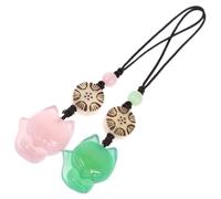IMIKEYA Colgantes de Jade Ágata para Bolsos y Teléfonos Móviles 2 Piezas Verde y Rosa Decoración Colgante de Fox de Piedra Natural Accesorios para Llaveros y Equipaje