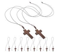 IMIKEYA Collar Colgante de Cruz Cristiana de Madera Natural, 10 Piezas, Joyas Católicas para Mujer y Hombre, Accesorio Religioso para Ceremonias, Fiestas y Navidad