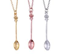 IMIKEYA Collar de Aleación Colgante de Cuchara Real, Ligero Fina Elaboración, Cadena de Clavícula de Moda para Aniversario y Cumpleaños, Pack de 3 Piezas