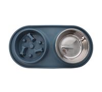 IMIKEYA Comedero Silicona Pequeños para Gatos y Perros Diseño de Lento Asfixia Doble Acero Inoxidable, Tazón Antideslizante para Prevenir Alimentación Saludable