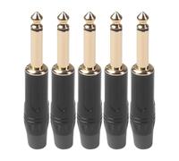IMIKEYA Conectores de Soldadura Jack Estéreo de 635 MM 5 Piezas Color Negro Conector para Guitarra Eléctrica Micrófono y Tarjeta de Sonido Baja Atenuación y Alta Transmisión de