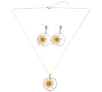 IMIKEYA Conjunto de Collar y Pendientes Colgante de Margarita, Diseño Ligero E Hipoalergénico, Joyas para Mujer, Elegantes Collares de Flores para Dama de Honor, Accesorio Floral