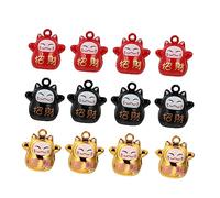 IMIKEYA Conjunto de Gato Suerte para Diy Accesorios para Collares Pulseras y Manualidades Rojo Negro y Dorado