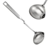 IMIKEYA Cuchara y Servir Sopa de Acero Inoxidable 304 para Filtro de Aceite Mango Anti-calor y Apta para Lavavajillas, Adecuado para Separar Grasa