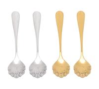 IMIKEYA Cucharas de Postre Doradas de Acero Inoxidable, 4 Piezas, Resistentes a Rayaduras, Ideales para Decoracion Verano y Uso Hogar
