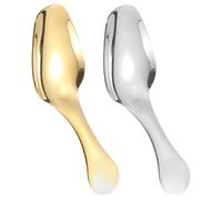 IMIKEYA Cucharas Pequeñas para Postre de Acero Inoxidable 304, Portátiles y Fáciles de Limpiar, Ideales para Decoracion Verano en Pequeños Platos, Pack de 2
