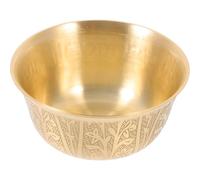 IMIKEYA Cuenco de Cobre Dorado Liso para Adoración Budista, Tazón de Latón Resistente y Ligero, Tamaño Mediano para Ofrendas y Decoración del Hogar, Cuenco del Templo para Arroz y Agua,