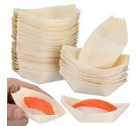 IMIKEYA Cuencos Desechables de Madera 50 Piezas, Tazones Pequeños para Aperitivos 9 Cm X 5,5 Cm, Recipientes Ecológicos para Snacks y Ensaladas, Cuencos de Madera Biodegradables