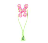 IMIKEYA de Masaje Facial Barbilla 6 Ruedas Forma de Flor Herramienta Manual Práctica y Portátil para Mejorar la Circulación y Afinar el Contorno Facial Color Verde Perlas Rosas