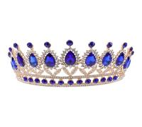 IMIKEYA Diadema de Tiara Barroca Grandes Cristales Azules para Novia Tocado para Bodas y Cumpleaños Accesorio Elegante para Damas de Honor y Fiestas Obsequios