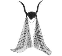 IMIKEYA Diadema Gótica Negra con Cuernos de Oveja y Malla Transpirable, Ligera y Cómoda para Fiestas de Halloween y Actuaciones de Cosplay