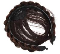 IMIKEYA Diadema Trenzada Flequillo Postizo Color Marrón Oscuro Accesorio para Peluca Femenino Diadema Extensiones de Cabello para Fiestas Cosplay y Uso Diario