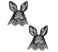 IMIKEYA Diadema Velo Negra Orejas de Gato y Conejo, Accesorio Cabello de Fiesta, 2 Unidades, Diseño de Encaje para Cosplay y Disfraz, Adecuado para Celebraciones y Eventos