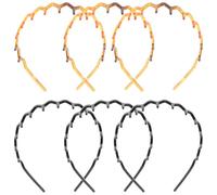 IMIKEYA Diademas Anchas con Dientes Antideslizantes 6 Unidades Tamaño Ancho para Mujer Uso en Lavado Facial y Deporte Colores Negro y Café