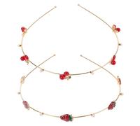 IMIKEYA Diademas Cabello de Cereza y Fresa Doradas de Aleación, 2 Piezas Resistentes y Elegantes para Fiestas y Reuniones Familiares