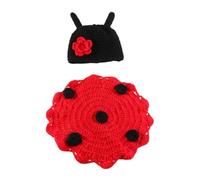 IMIKEYA Disfraz Mariquita para Bebés Recién Nacidos Gorro de Crochet Rojo Cómodo y Elástico, Adecuado para Fotografía y Baby Shower, Conjunto Unisex de 1 Set