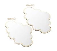 IMIKEYA Espejo Colgante de Pared con Forma de Nube Acrílico Irrompible Marco de Madera Natural 2 Unidades Decoración Moderna para Habitación Infantil Baño y Sala de Juegos