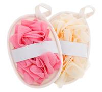 IMIKEYA Esponjas Exfoliantes de Lufa para Ducha 2 Unidades, Doble Cara, Colores Beige y Rosa, Esponja Vegetal Natural para Exfoliación Corporal y Limpieza, Adecuado para Cuidado