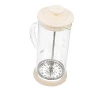 IMIKEYA Espumador de Leche Bomba Manual, Jarra Espumadora de 450ml, Blanco, Plástico, Vidrio y Acero Inoxidable, Fácil de Lavar y Ligero, para Leche, Capuchino y Picnic