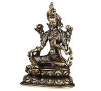IMIKEYA Estatua de tara verde: Mini estatuilla de tara de latón Bodhisattva Figura Diosa de la Compasión y Escultura Pequeña Estatua Buda Budismo para Decoración del Hogar Colección de oración