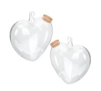 IMIKEYA Frascos de Vidrio para Decoración del Hogar, Diseño Creativo 2 Piezas con Forma de Corazón y Tapas de Corcho y Colgante Fácil, Botellas Pequeñas para Deseos y Adornos