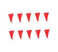 IMIKEYA Fundas para Botellas de Vino Navideñas 10 Pcs Mini Gorro Rojo de Franela, Decoración Navideña para Fiesta, Tapa para Botella y Funda de Vajilla Multipropósito