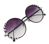 IMIKEYA Gafas de Sol Vintage para Mujer Marco Redondo y Perlas Elegantes, Hechas de Metal y Plástico, para Celebracion Verano y Mejorar la Estabilidad bajo Luz