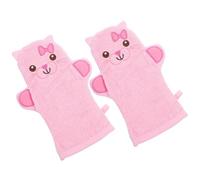IMIKEYA Guantes de Baño para Niños Pequeños con Diseño de Figuras, 2 Piezas de Algodón Rosa, Crea Espuma Abundante y Se Seca Fácilmente para Viajes de Fin de Semana o Camping