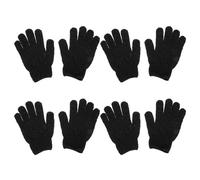 IMIKEYA Guantes Exfoliantes de Baño 4 Pares Negros, Guantes de Masaje de Espalda, Toalla Exfoliante Corporal, Suaves y Prácticos para Limpieza Profunda y Eliminación de Piel Muerta