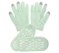IMIKEYA Guantes Hidratantes de Gel para Manos Secas y Agrietadas Calcetines Hidratantes para Pies Secos Talla Única Color Verde Otoño Set de Spa para Cuidado Nocturno y Recuperación