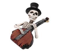 IMIKEYA Halloween Resin Skeleton Ornament with Violin Weather-Resistant Spooky Figurine For Haunted House Office Desk and Outdoor Halloween Decor