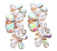 IMIKEYA Hebilla de Zapato de Cristal Lazo de Perla para Mujer, Accesorios Elegantes y Versátiles, Material de Rhinestone, Adecuado para Bodas y Fiestas