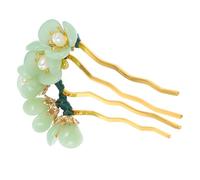 IMIKEYA Horquilla para el pelo de flores de jade de 3.1 x 2.5 x 0.6 pulgadas, aleación de hierro de jade natural, retro, elegante, para mujeres y uso diario, accesorios de fiesta
