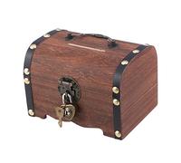 IMIKEYA Hucha de Madera Vintage con diseño de Cofre del Tesoro de Madera rústica, pequeña Caja Decorativa para Monedas y Dinero, para Regalo de Boda, decoración del hogar
