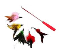 IMIKEYA Juego de 6 Varitas Extensibles para Gatos Plumas, Juguetes Interactivos Que Mejoran el Cariño y Atraen la Atención de Tu Mascota