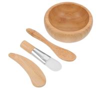 IMIKEYA Juego de Cuencos para Mascarilla Facial de Madera 4 Piezas, Palillo, Brocha y Cuchara, Kit de Mezcla para Limpieza Facial en Casa, Adecuado para Mujer, Obsequio Estilo Aleatorio