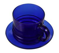 IMIKEYA Juego de Taza de Café con Platillo de Vidrio de Borosilicato Resistente al Frío y Calor, Capacidad 300ml, Diseño Simple y Decorativo para Cafetería o Restaurante